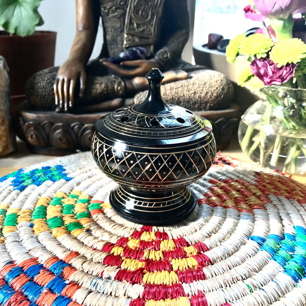 Brass Incense, Herb and Resin Burner from India